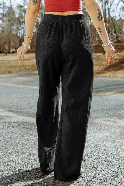 Texture Tied Wide Leg Pants