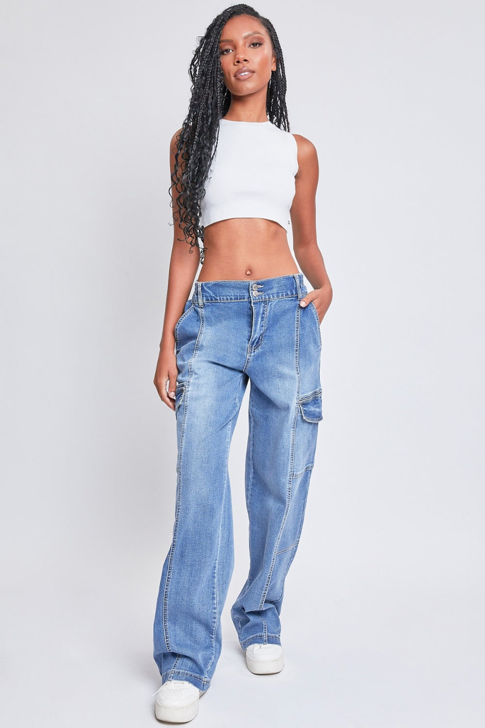 YMI Jeanswear High-Rise Straight Cargo Jeans